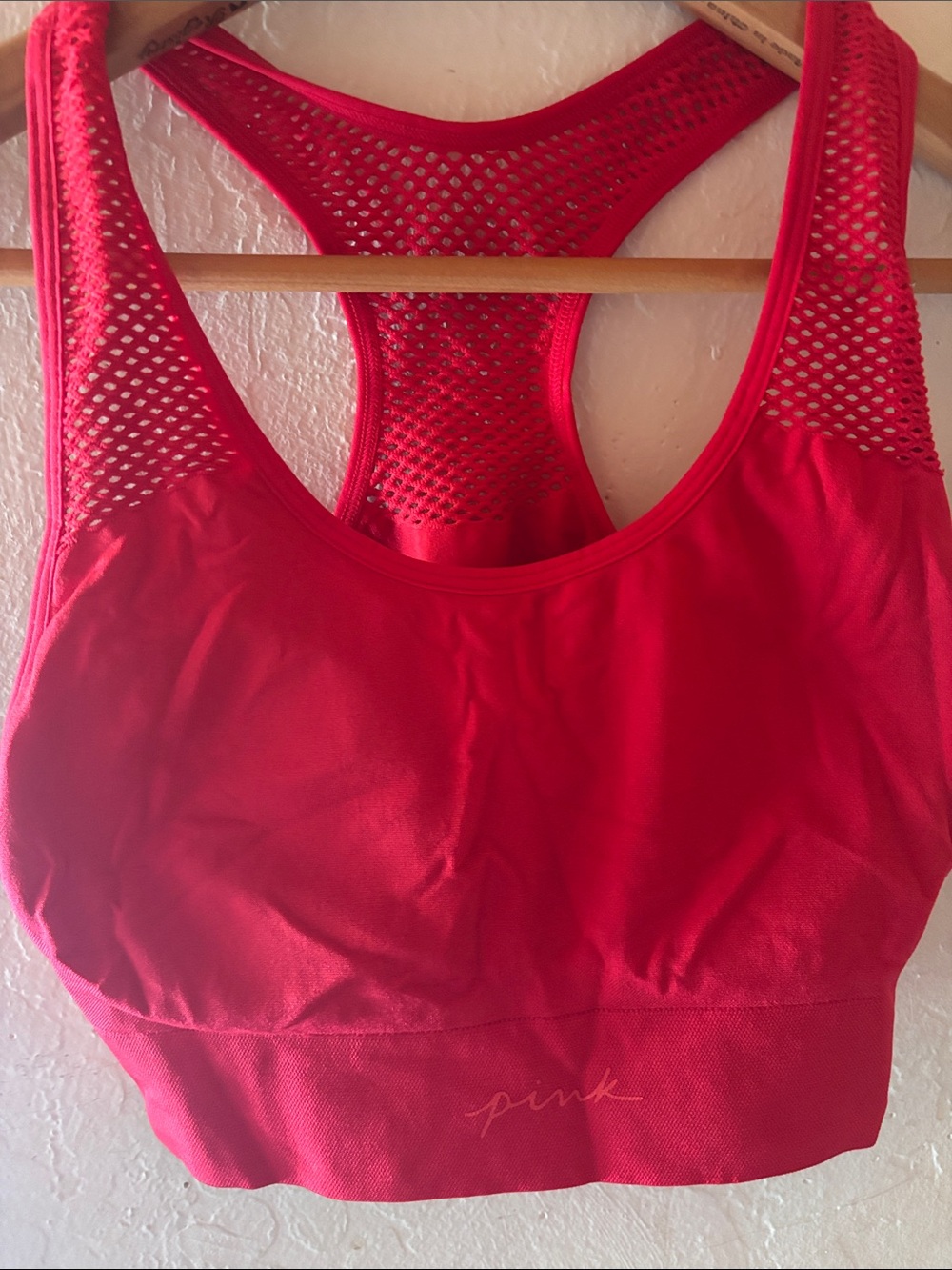PINK Victoria's Secret Bright Pink Mesh Racerback Sports Bra